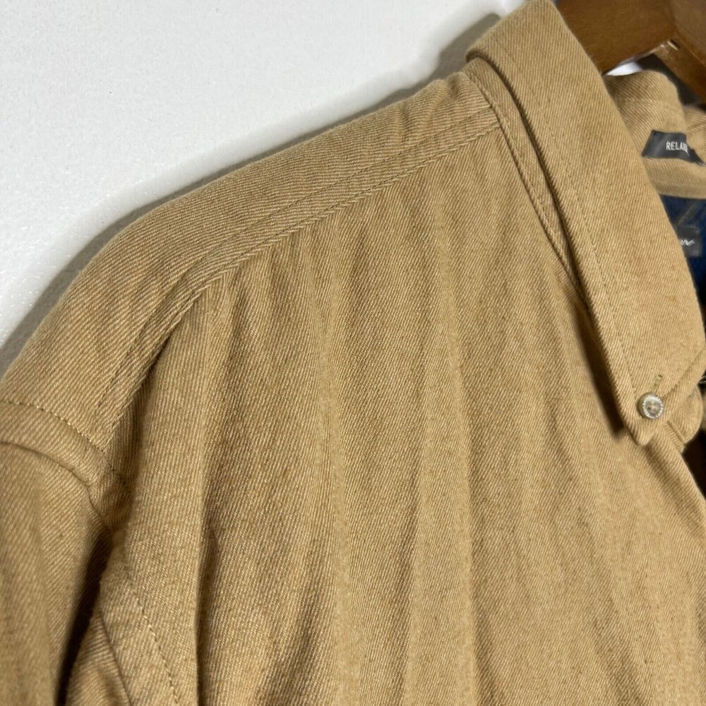 Eddie Bauer Khaki Tan Shirt Flannel-Lined Button Down 2XL Men's